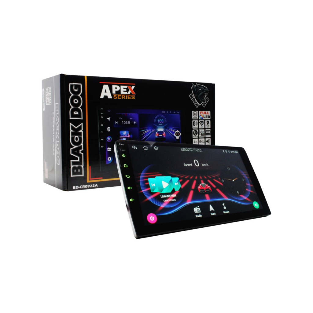 APEX Series- 9″ Android Car Radio (4G+64GB) With AHD Camera – BLACK DOG