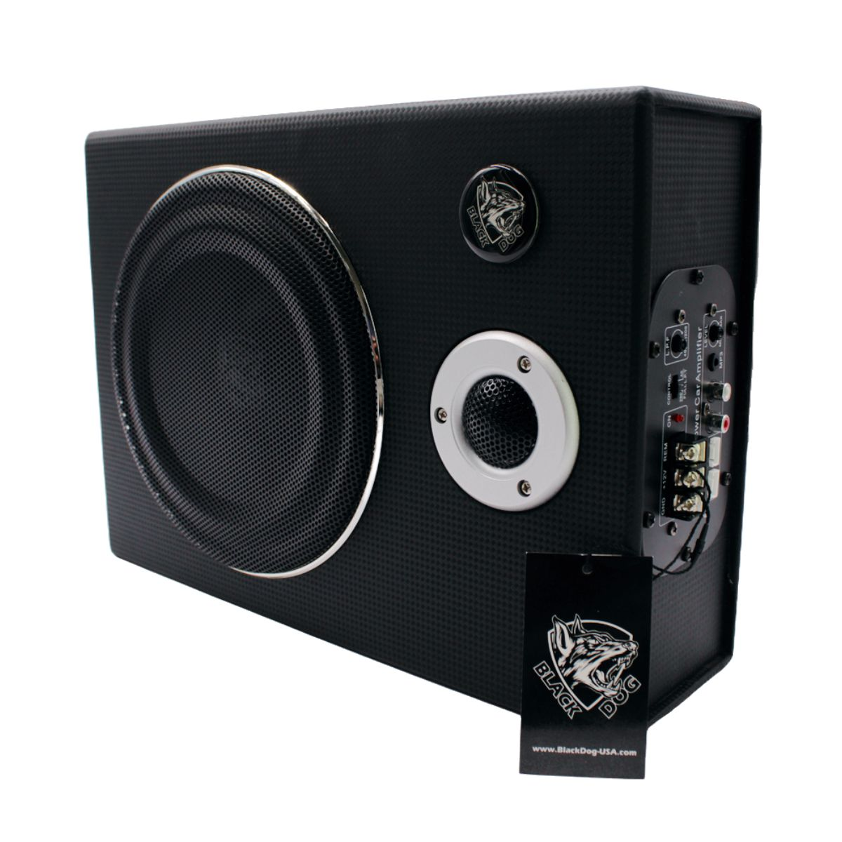 Black Dog 8" 600w Built-In Amplifier and Woofer- Slim