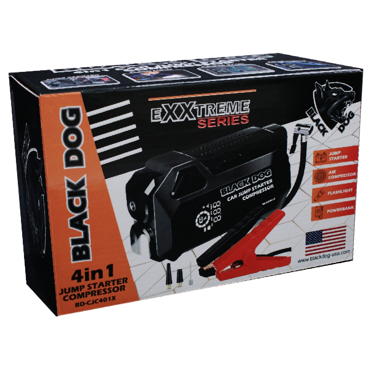 Black Dog 4 in 1 Jump Starter with Compressor- Exxtreme Series