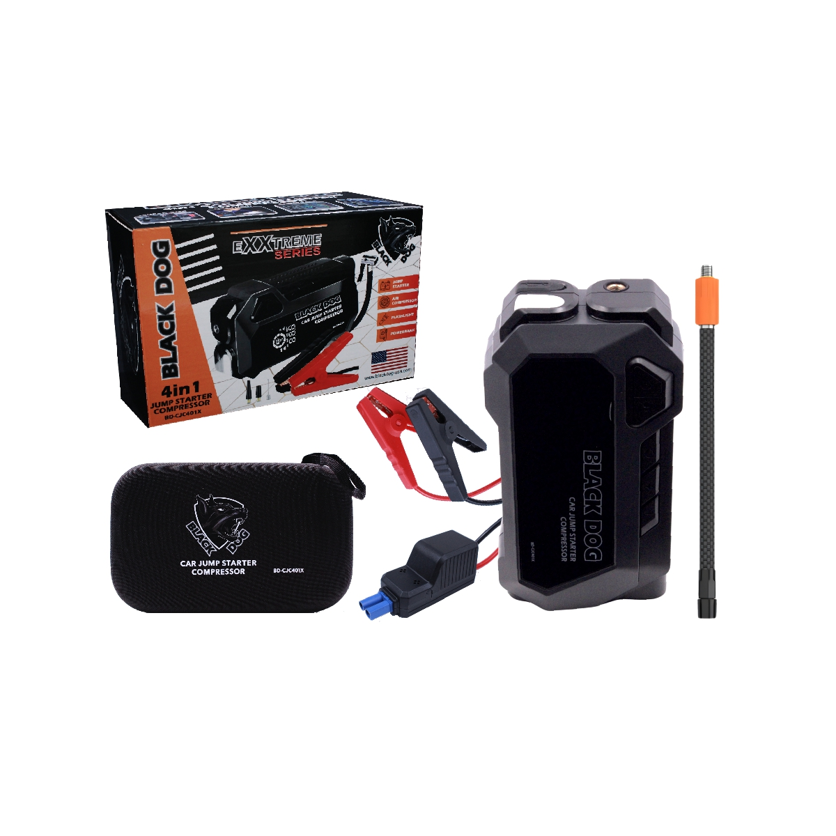 Black Dog 4 in 1 Jump Starter with Compressor- Exxtreme Series