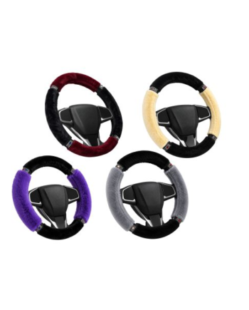 Black Dog Luxury Dual-Tone Plush Steering Wheel Cover